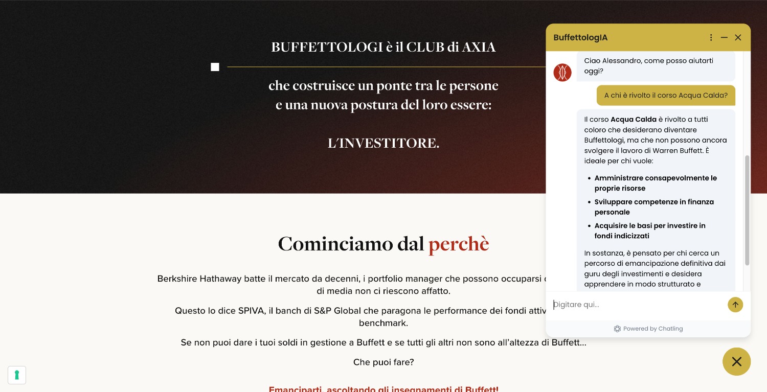 Buffettologi 6 Buffettologi: e-commerce piattaforma di corsi online con chatbot ai | sito web corsi online