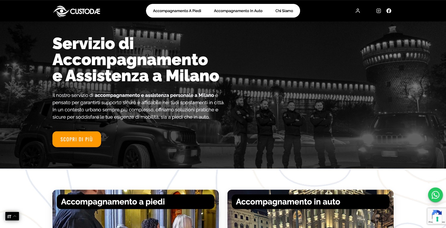 Custodae 2 Custodae: sito web per odv con sistema prenotazioni homepage