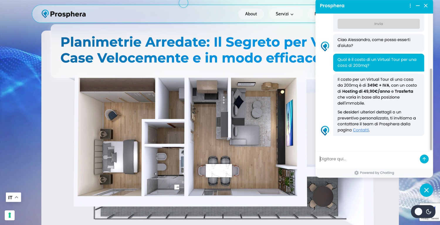 Prosphera 8 Prosphera: sito web personalizzato - chatbot ai