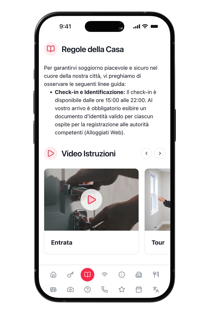 Hostar 14 Sezione regole della casa e video istruzioni dell guida digitale per affitti brevi