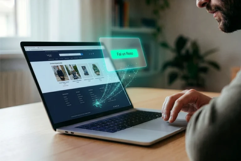 Cliente di un negozio online che sta cercando il pulsante di recesso obbligatorio 2026 nell'e-commerce nel quale ha effettuato un acquisto - Direttiva 2023/2673 sul recesso digitale e-commerce | Eleva